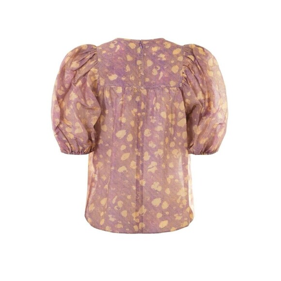 Ulla Johnson Livana Silk-Cotton Blend Puff Sleeve Lightweight V-Neck Top size 2 - Picture 2 of 13